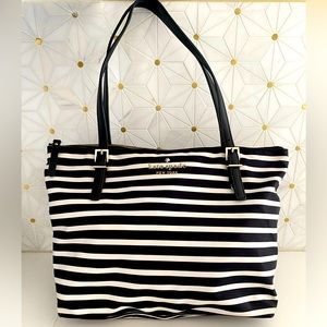 Kate Spade Striped Bag- Black And White